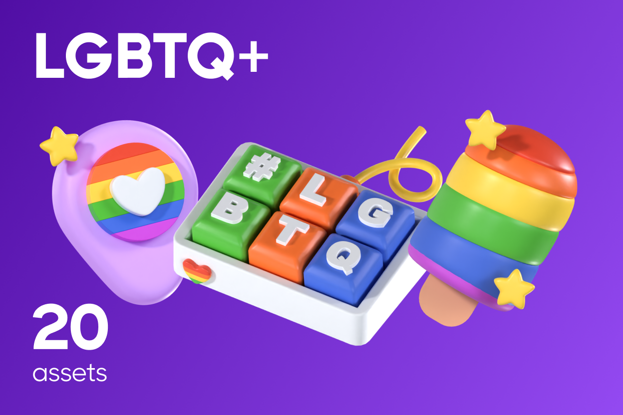 20 LGBTQ+ 3d pack of graphics and illustrations