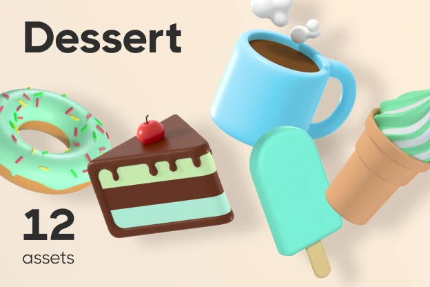 12 Dessert 3d pack of graphics and illustrations