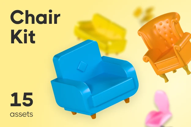 15 Chair Kit 3d pack of graphics and illustrations