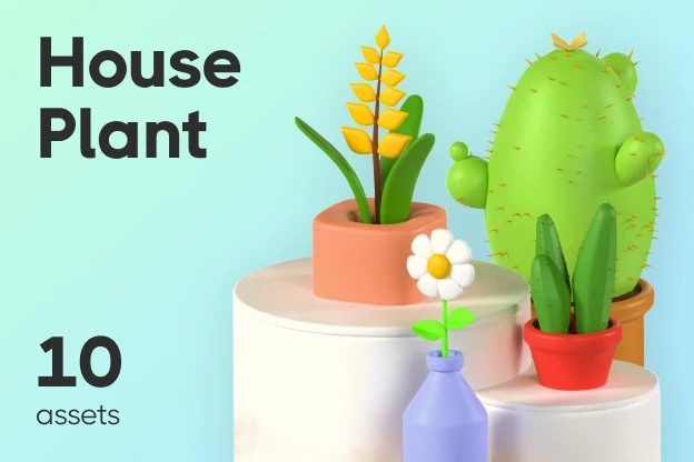 10 House Plant 3d pack of graphics and illustrations