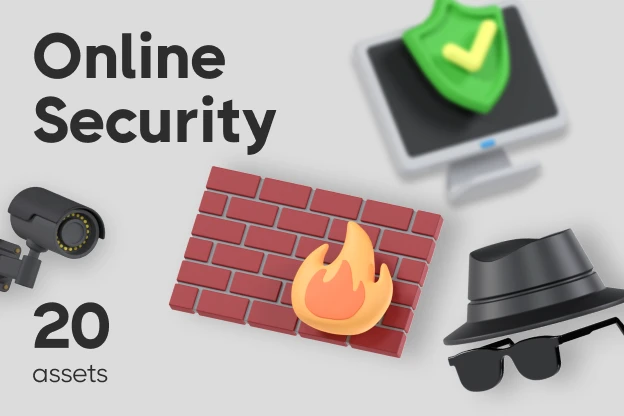 17 Online Security 3d pack of graphics and illustrations