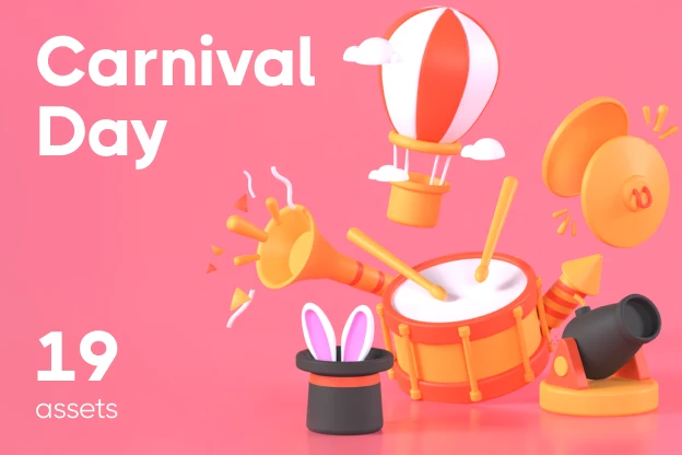 19 Carnival Day 3d pack of graphics and illustrations