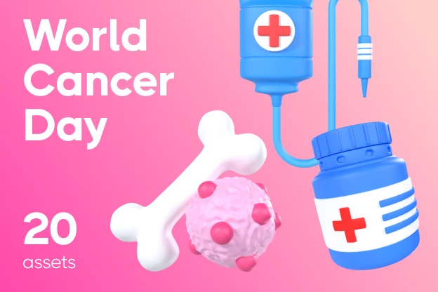 20 World Cancer Day 3d pack of graphics and illustrations