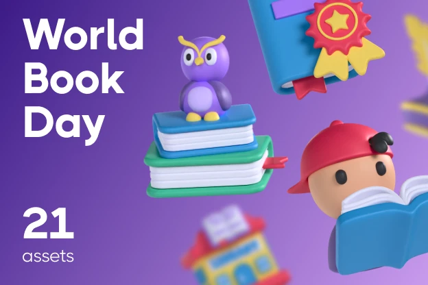 21 World Book Day 3d pack of graphics and illustrations