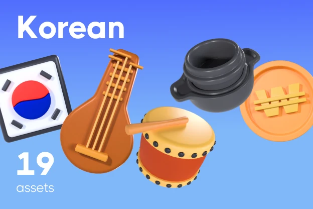 19 Korean 3d pack of graphics and illustrations