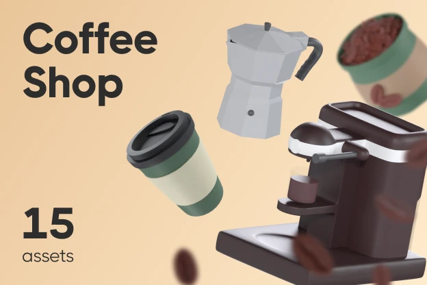 15 Coffee Shop 3d pack of graphics and illustrations