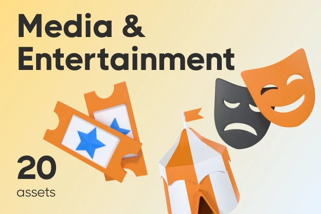 20 Media & Entertainment 3d pack of graphics and illustrations