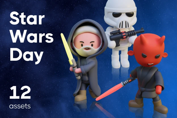 12 Star Wars Day 3d pack of graphics and illustrations