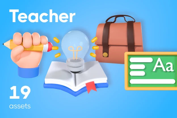 19 Teacher 3d pack of graphics and illustrations