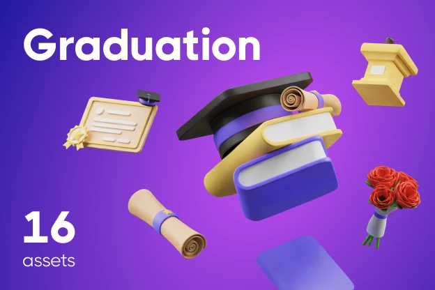 16 Graduation 3d pack of graphics and illustrations
