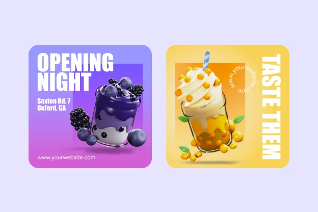 19 Bubble Tea 3d pack of graphics and illustrations