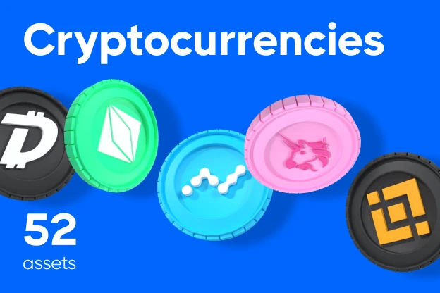 52 Cryptocurrency 3d pack of graphics and illustrations