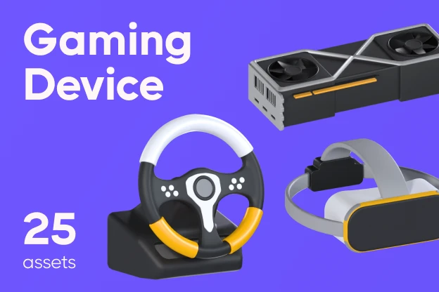 25 Gaming Device 3d pack of graphics and illustrations