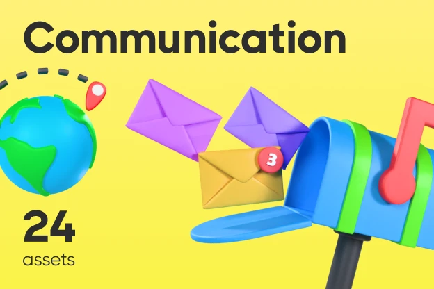 24 Communication 3d pack of graphics and illustrations
