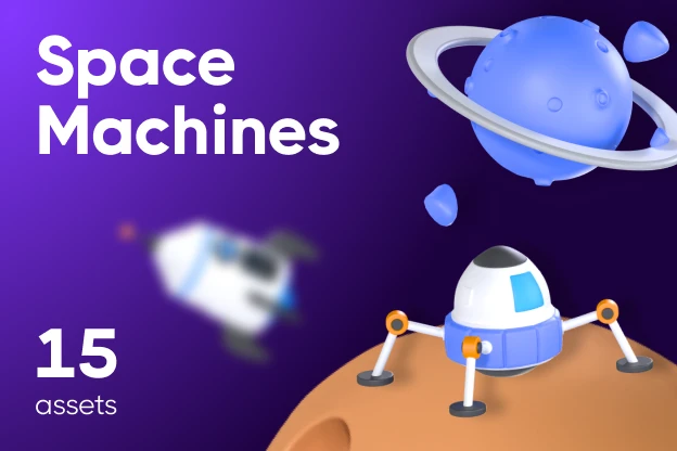 15 Space Machines 3d pack of graphics and illustrations