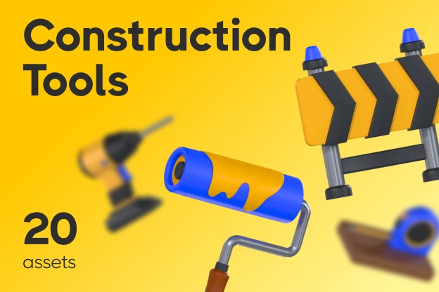20 Construction Tools 3d pack of graphics and illustrations