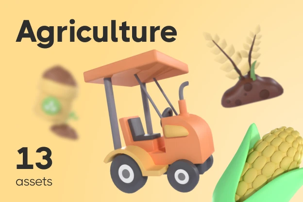 13 Agriculture 3d pack of graphics and illustrations