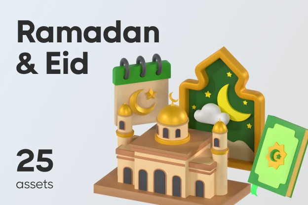 25 Ramadan & Eid 3d pack of graphics and illustrations