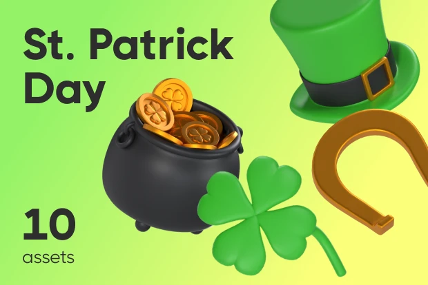 10 St. Patricks Day 3d pack of graphics and illustrations