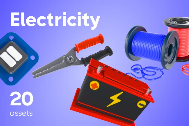 20 Electricity 3d pack of graphics and illustrations