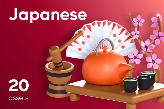 20 Japanese 3D Illustrations 3d pack of graphics and illustrations