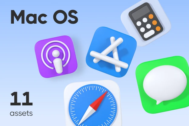 11 Mac OS 3d pack of graphics and illustrations
