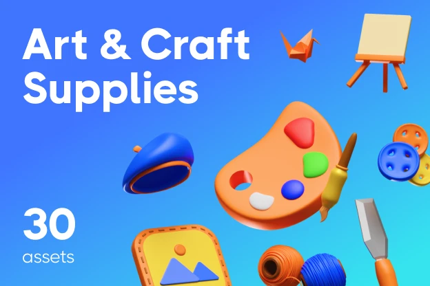 30 Art & Craft Supplies 3d pack of graphics and illustrations