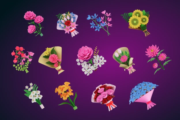 20 Flower Bouquet 3d pack of graphics and illustrations