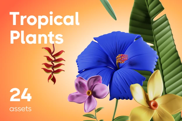 25 Tropical Plants 3d pack of graphics and illustrations