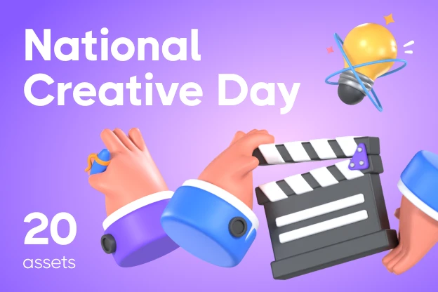 20 National Creative Day 3d pack of graphics and illustrations