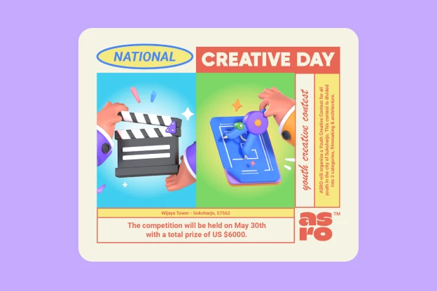 20 National Creative Day 3d pack of graphics and illustrations