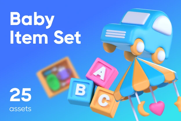 25 Baby Item Set 3d pack of graphics and illustrations