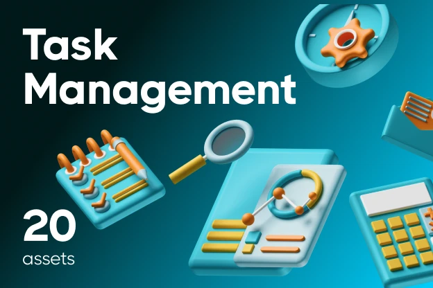 20 Task Management 3d pack of graphics and illustrations