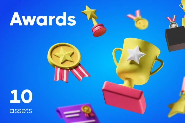 10 Awards 3d pack of graphics and illustrations