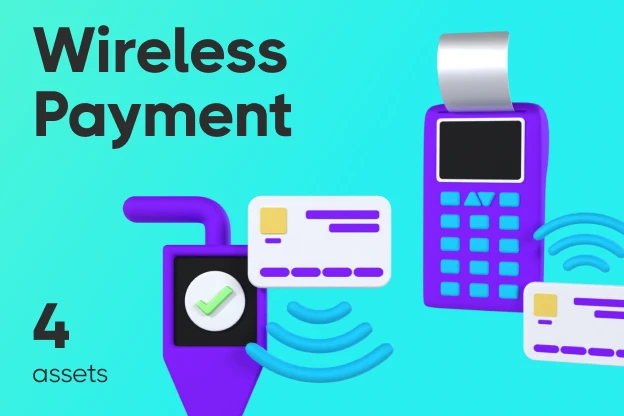 4 Wireless Payments 3d pack of graphics and illustrations