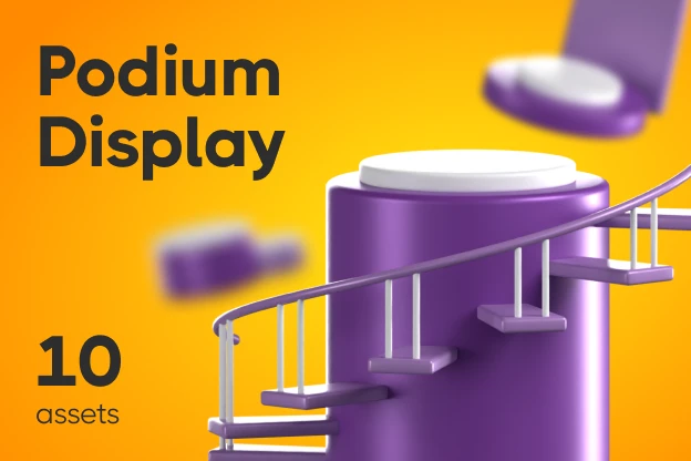 10 Podium Display 3d pack of graphics and illustrations