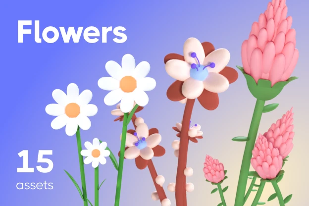 15 Flores 3d pack of graphics and illustrations