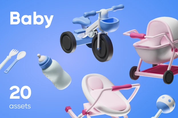 20 Baby 3d pack of graphics and illustrations
