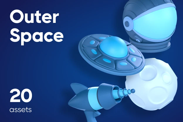 20 Outer Space 3d pack of graphics and illustrations