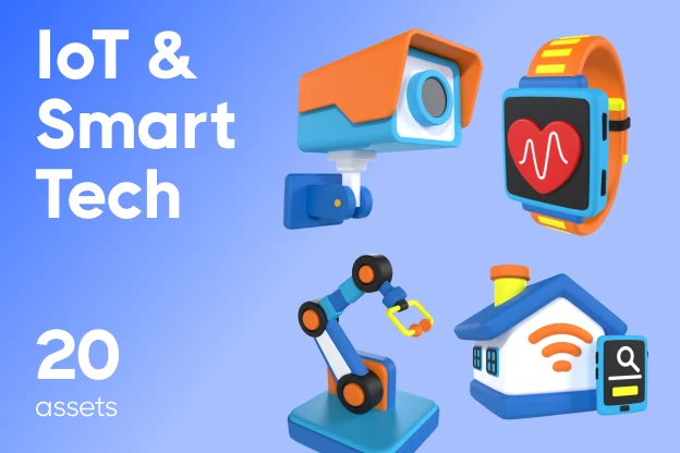 20 IoT & Smart Tech 3d pack of graphics and illustrations