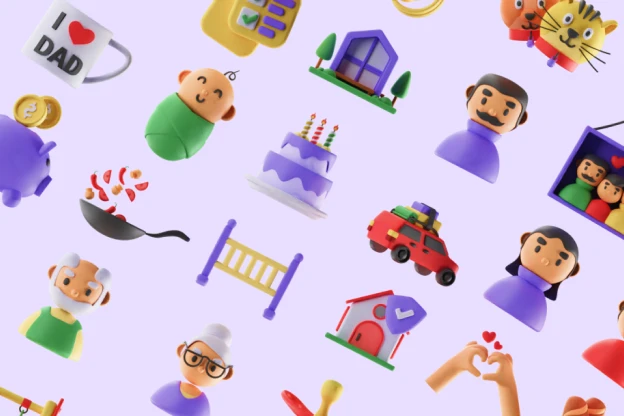 23 Family Life Icons 3d pack of graphics and illustrations