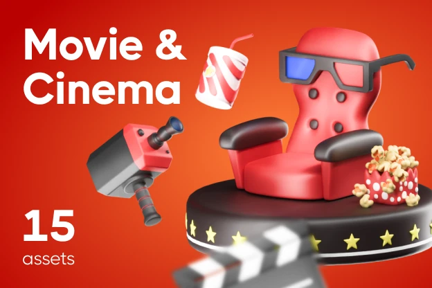 15 Movie & Cinema 3d pack of graphics and illustrations