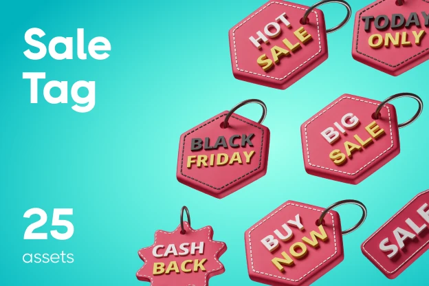 25 Sale Tag 3d pack of graphics and illustrations