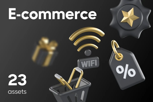 23 E-commerce 3d pack of graphics and illustrations