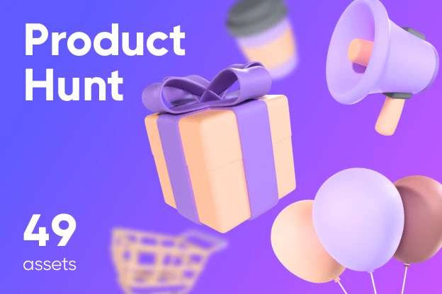 50 Product Hunt 3d pack of graphics and illustrations