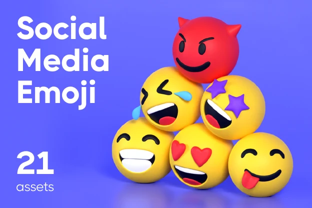 21 Social Media Emoji 3d pack of graphics and illustrations