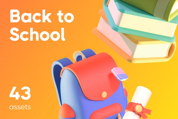 43 Back To School 3d pack of graphics and illustrations
