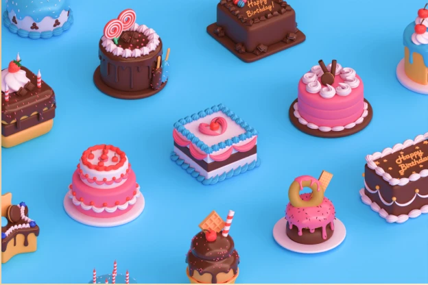 20 Birthday Cakes 3d pack of graphics and illustrations