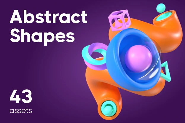 43 Abstract Shapes 3d pack of graphics and illustrations
