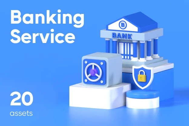 20 Banking Services 3d pack of graphics and illustrations